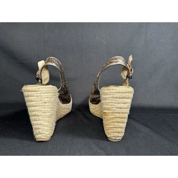 Y2K Coach Espadrille Karissa Wedge Platform Heels Bronze Metallic Size 9 B - Picture 5 of 9